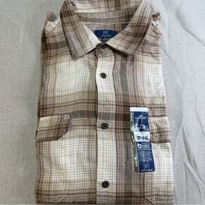 George Men's Tan and Brown Checkered Shirt
